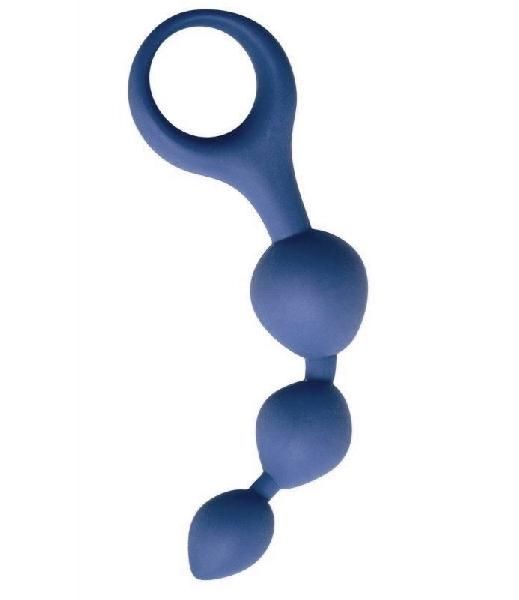 Синяя анальная цепочка Anal Chain с ручкой-кольцом от Vandersex