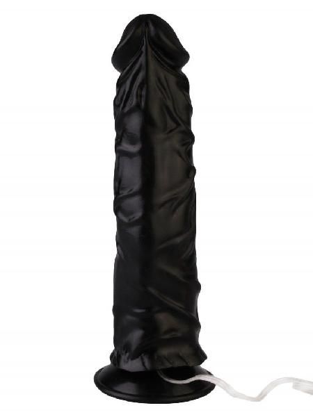 Черный реалистичный вибромассажер №9 с присоской - 19,5 см. от Сумерки богов