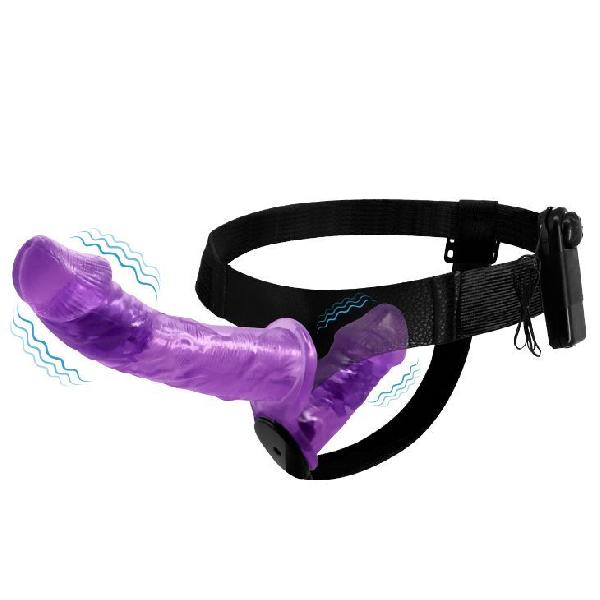 Женский фиолетовый страпон с вагинальной вибропробкой Ultra - 17,5 см. от Baile