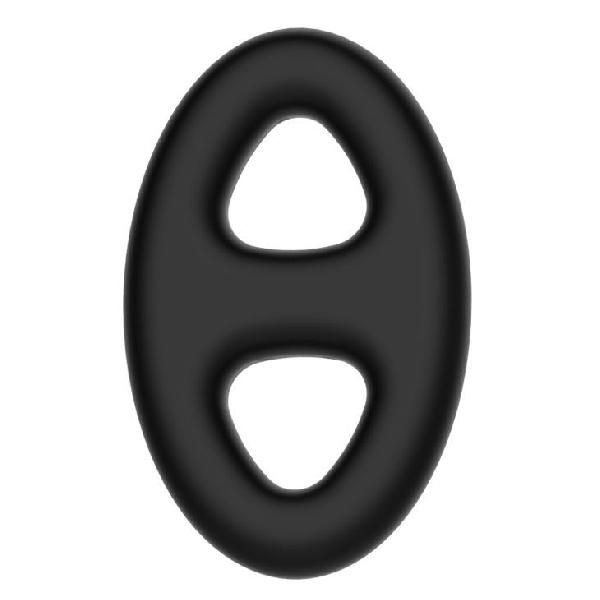 Чёрное эрекционное кольцо с петлёй для мошонки от Baile