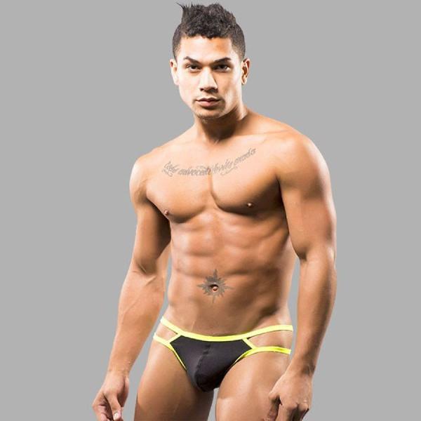 Черные мужские трусы-стринги с 2 боковыми бретелями от Romeo Rossi