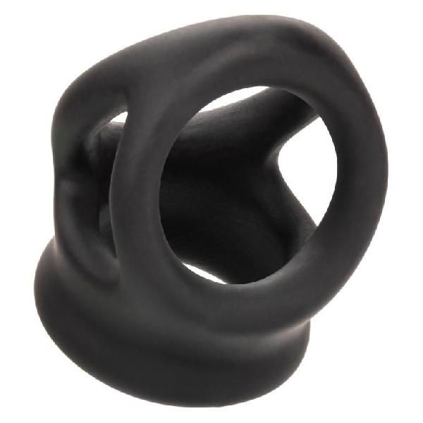 Черное тройное эрекционное кольцо Alpha Liquid Silicone Dual Cage   Ring от California Exotic Novelties