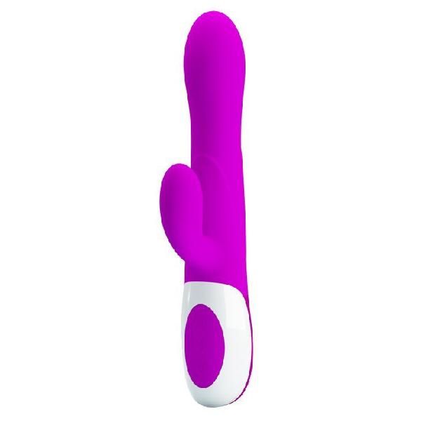 Лиловый вибратор Douglas с клиторальным отростком и функцией расширения - 24,9 см. от Baile