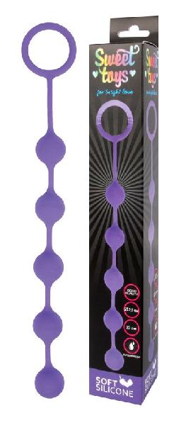 Фиолетовая анальная цепочка с кольцом-ограничителем - 23 см. от Bior toys
