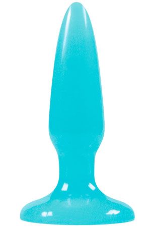 Голубая анальная пробка, светящаяся в темноте, Firefly Pleasure Plug Mini - 8,1 см. от NS Novelties