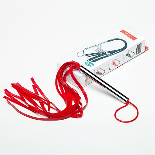 Красная резиновая плеть с металлической рукоятью - 55 см. от Sitabella