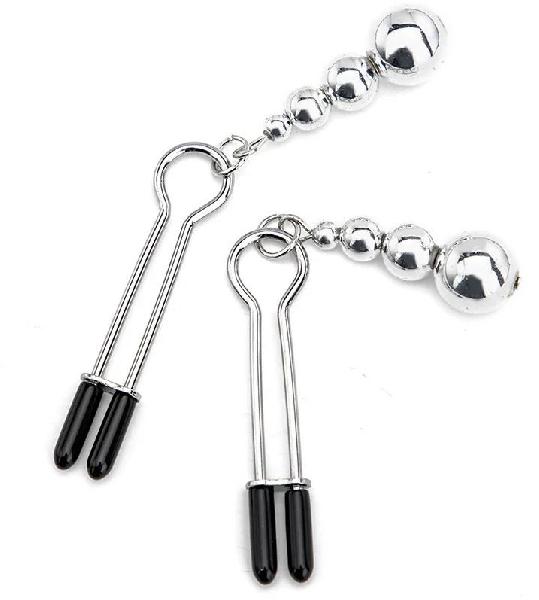 Серебристые зажимы на соски с бусинами от Kanikule