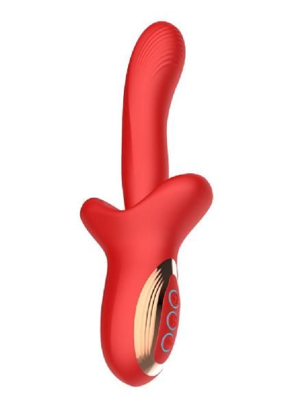 Красный вибратор с постукивающим эффектом - 22 см. от Secwell