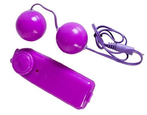 Фиолетовые вагинальные шарики с вибрацией от ToyFa