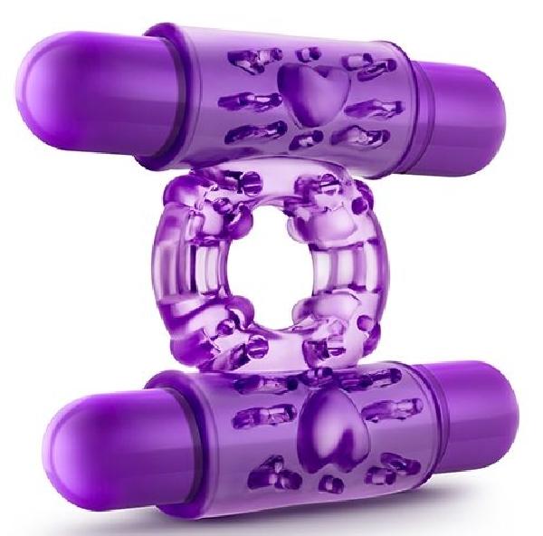 Фиолетовое эрекционное виброкольцо Double Play от Blush Novelties