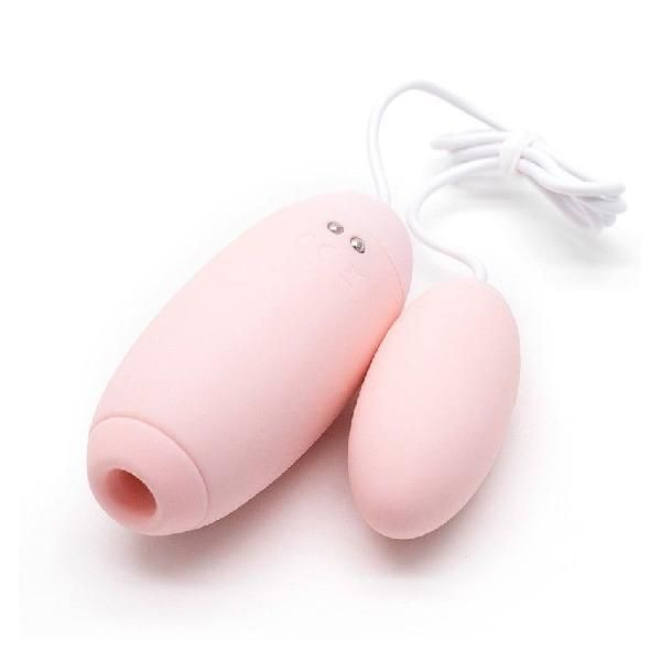 Нежно-розовое виброяйцо с вакуум-волновым действием Kiss Toy Miss VV от Kiss Toy