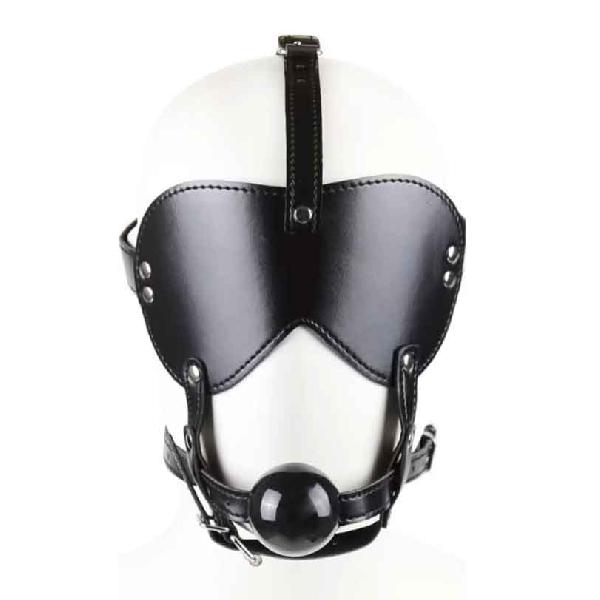 Черная маска-шоры с регулируемыми ремешками и кляпом-шариком от Bior toys
