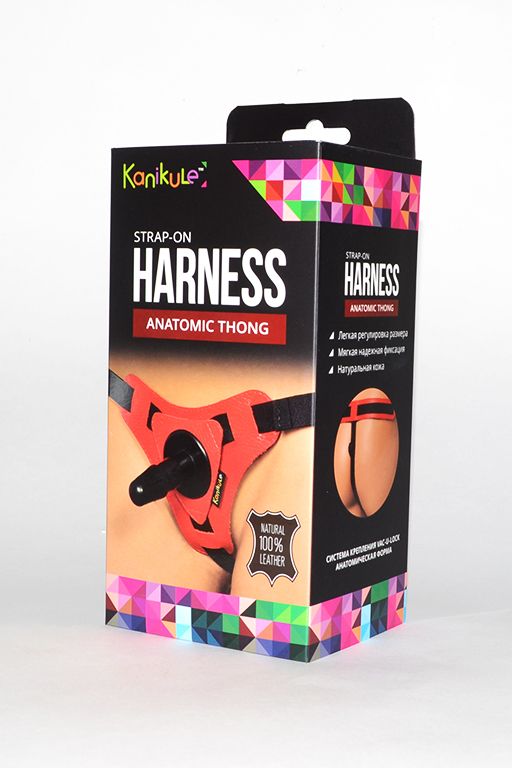 Красно-черные трусики с плугом Kanikule Strap-on Harness Anatomic Thong от Kanikule