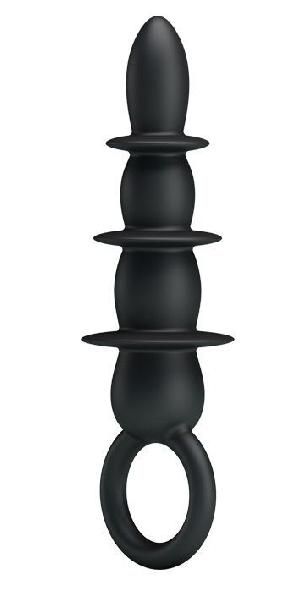 Черная анальная ёлочка с богатым рельефом - 13,2 см. от Baile