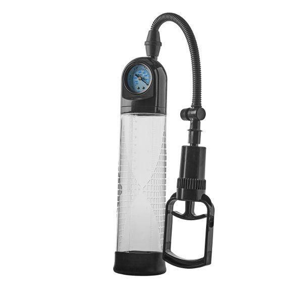 Прозрачная вакуумная помпа с манометром Deluxe Penis Pump от Dream Toys