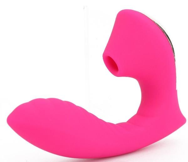 Ярко-розовый вибромассажёр с вакуумной стимуляцией Vaginal   Suction Lover от Vandersex