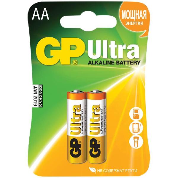 Батарейки GP Ultra Alkaline AA/LR6 15AU-CR2 - 2 шт. от Элементы питания