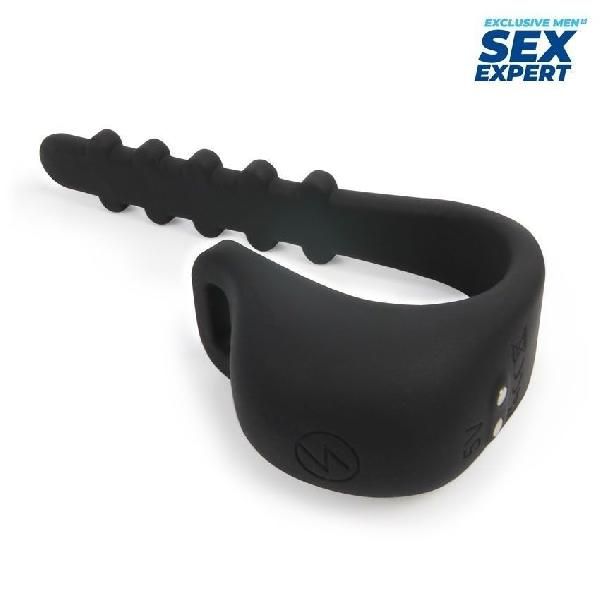 Черное эрекционное кольцо с электростимуляцией Sex Expert от Bior toys