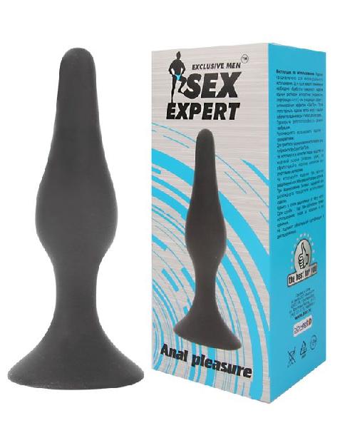 Чёрная анальная пробка Sex Expert - 13 см. от Bior toys