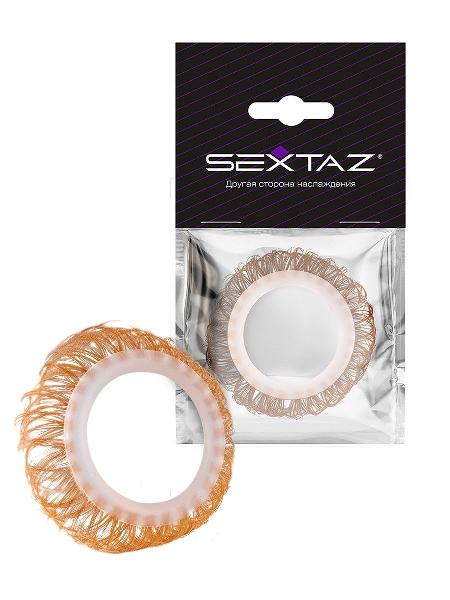 Эрекционное кольцо с бежевыми «ресничками» от Sextaz