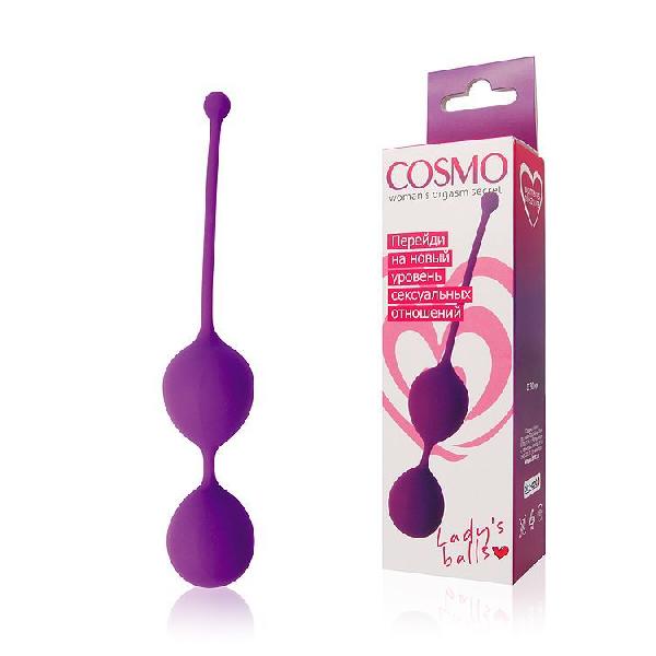 Фиолетовые двойные вагинальные шарики Cosmo с хвостиком для извлечения от Bior toys