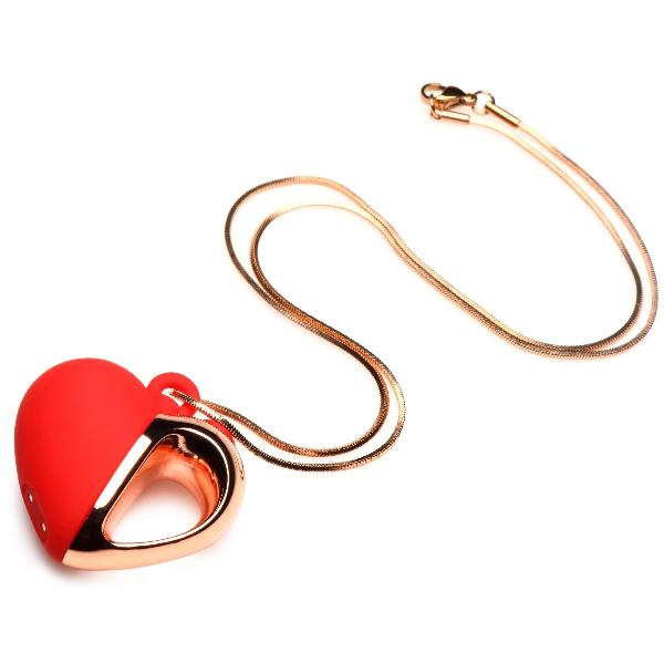 Красное ожерелье с подвеской-вибратором 10X Vibrating Silicone Heart Necklace от XR Brands