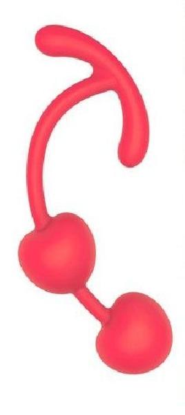 Красные силиконовые вагинальные шарики с ограничителем от Bior toys