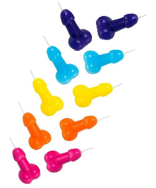 Набор из 10 разноцветных свечей «Мини пенис» от Impirante