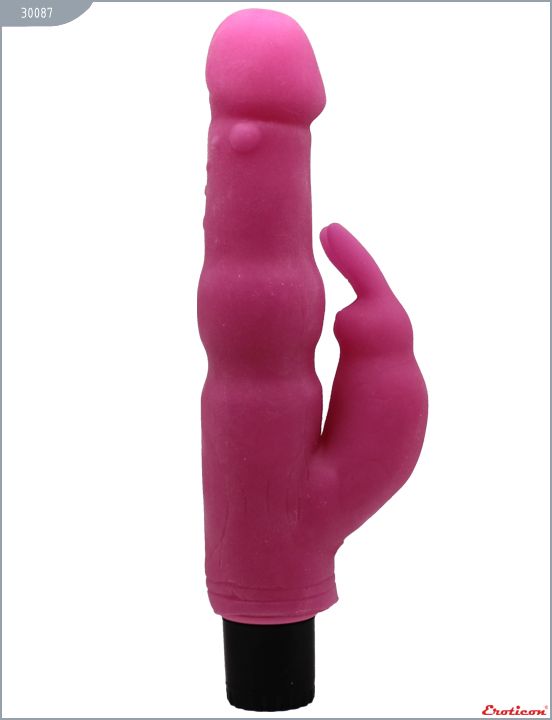 Розовый вибратор с дополнительной стимуляцией - 21,5 см. от Eroticon