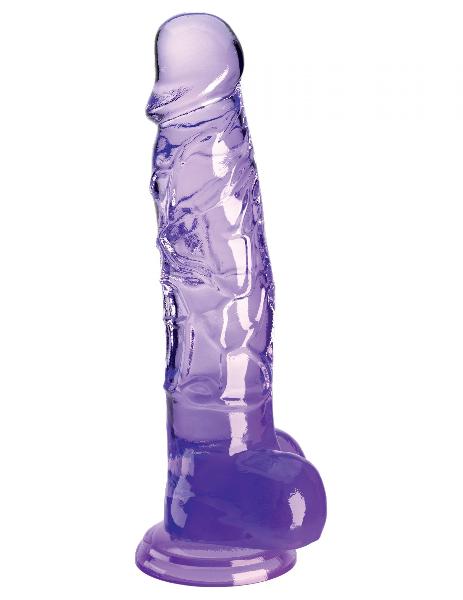 Фиолетовый фаллоимитатор с мошонкой на присоске 8’’ Cock with Balls - 22,2 см. от Pipedream