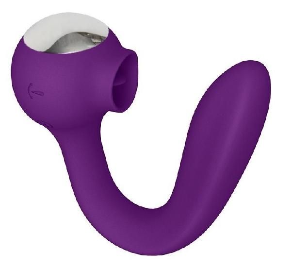 Фиолетовый универсальный вибратор Drago с язычком - 18,3 см. от САТИСФАКЕР