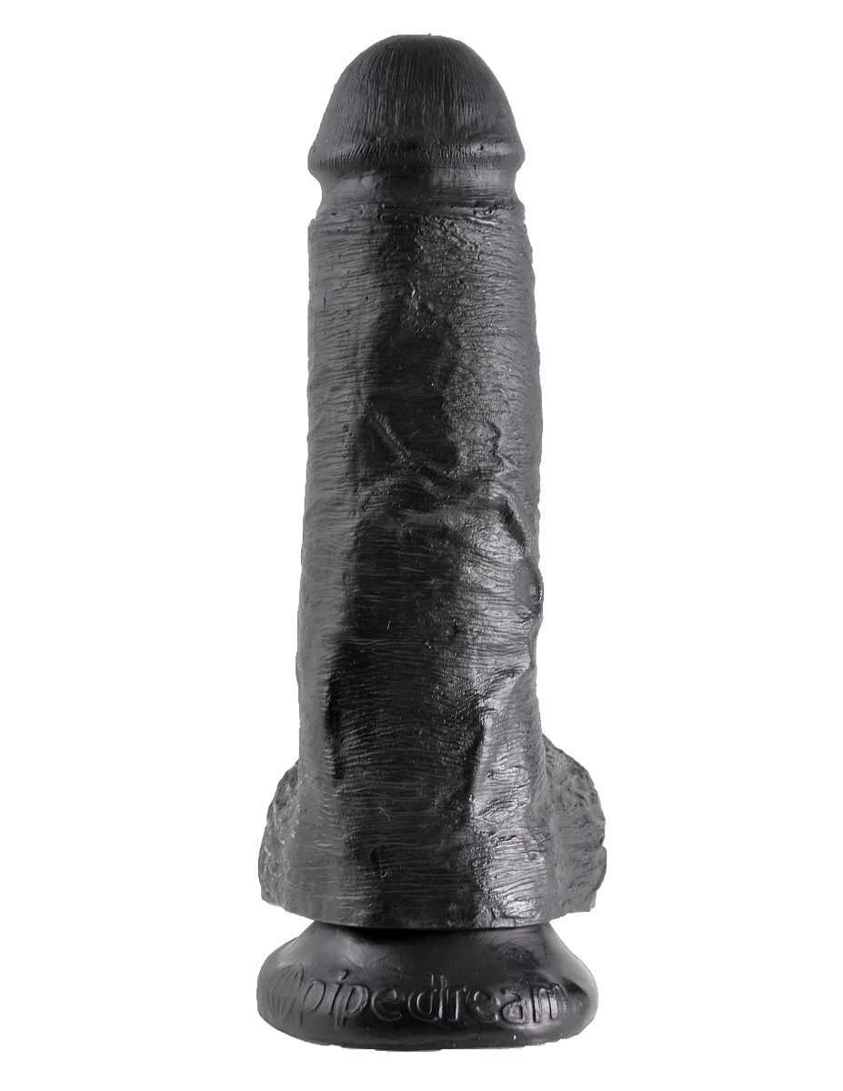 Чёрный фаллоимитатор 8  Cock with Balls - 21,3 см. от Pipedream