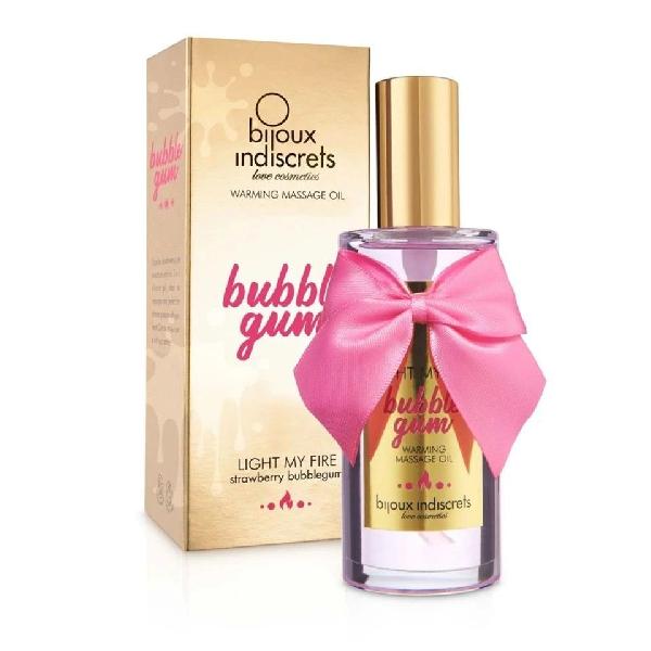 Разогревающее массажное масло Light My Fire Bubble Gum с ароматом бабл-гам - 100 мл. от Bijoux Indiscrets