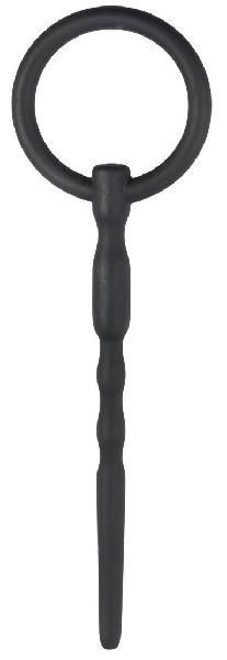 Черный уретральный плаг Silicone Penis Plug With Pull Ring - 13,5 см. от EDC Wholesale