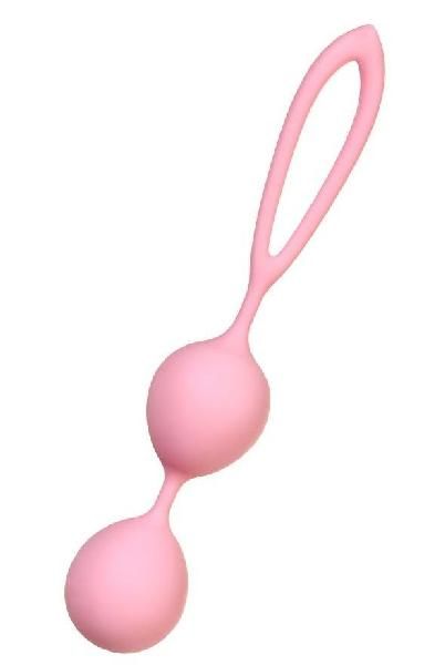 Розовые силиконовые вагинальные шарики с ограничителем-петелькой от A-toys