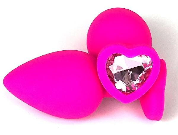 Розовая силиконовая пробка с нежно-розовым кристаллом-сердцем - 8 см. от Vandersex