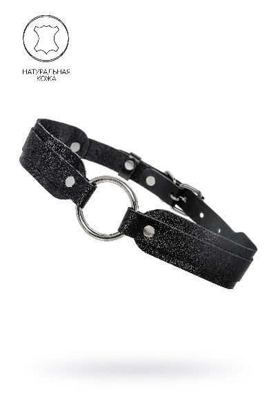 Черный кожаный чокер-ошейник со скруглёнными углами от Pecado