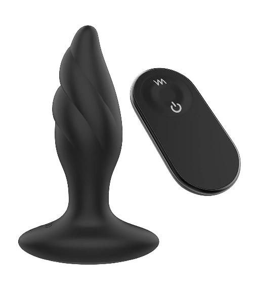 Черная анальная вибропробка Angelina Remote Rotating Plug - 14 см. от Dream Toys
