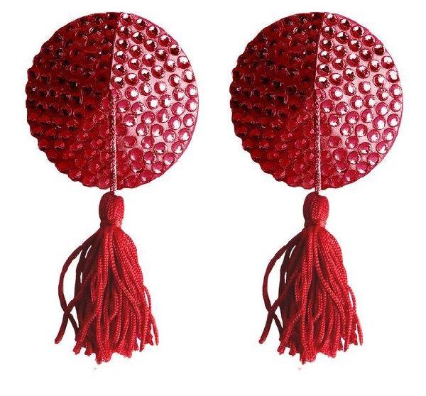 Красные круглые пестисы Nipple Tassels Round от Shots Media BV