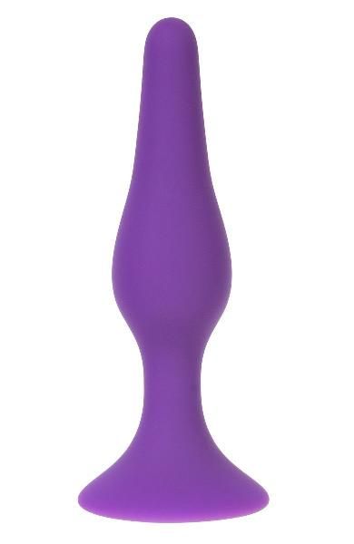 Фиолетовая силиконовая анальная пробка размера M - 11 см. от OYO