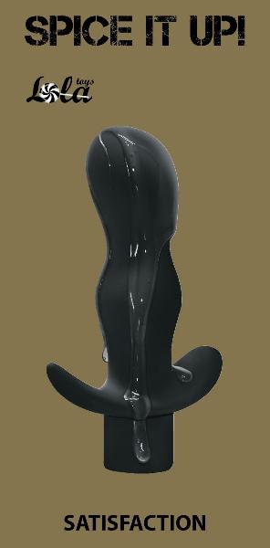 Черная анальная пробка с вибрацией Satisfaction - 11,5 см. от Lola toys