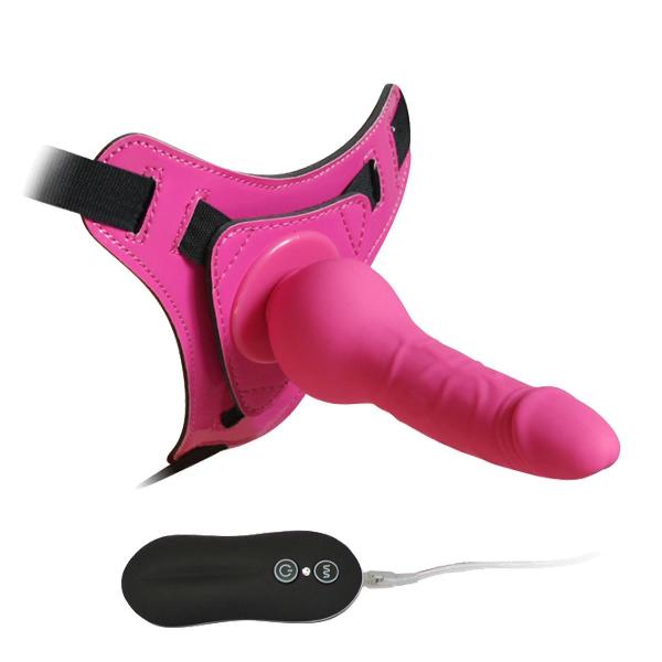 Розовый страпон 10 Mode Vibrations 6.3  Harness Silicone Dildo - 15,5 см. от Howells