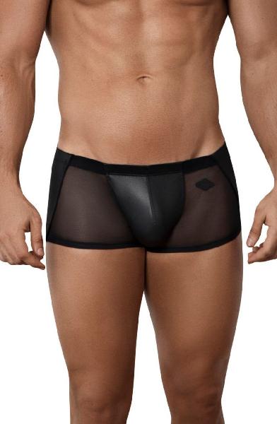 Черные стильные трусы-хипсы с полупрозрачными вставками Hurricane Latin Boxer от Clever Masculine Underwear