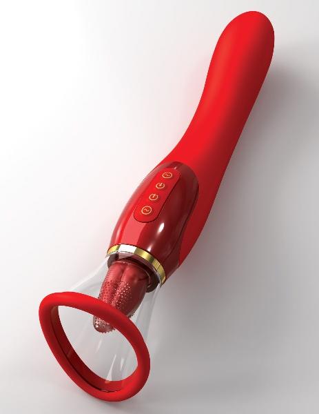 Красный двухсторонний вибростимулятор Ultimate Pleasure 24K Gold Luxury Edition - 25 см. от Pipedream