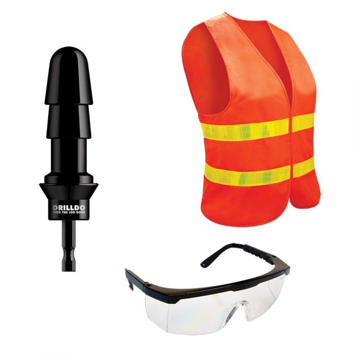 Комплект для секс-дрели DRILLDO - бит-адаптер, очки, жилет от Drilldo