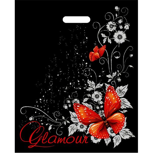 Черный пакет Glamour с вырубной ручкой (38х47 см) от Сима-Ленд