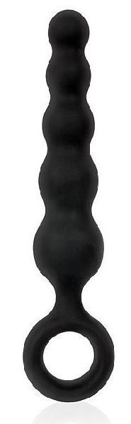 Черный анальный стимулятор-елочка с ограничительным колечком - 8,5 см. от Bior toys