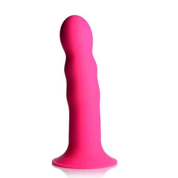 Розовый гибкий фаллоимитатор Squeeze-It Wavy Dildo - 18,3 см. от XR Brands