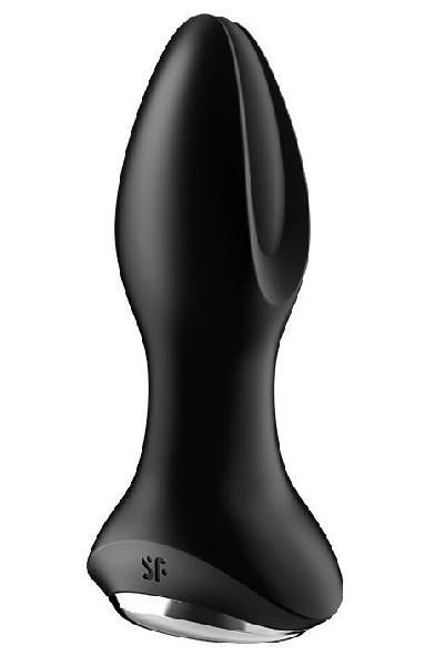 Черная анальная пробка с вибрацией и массажем бусинами Rotator Plug 2+ - 12,5 см. от Satisfyer