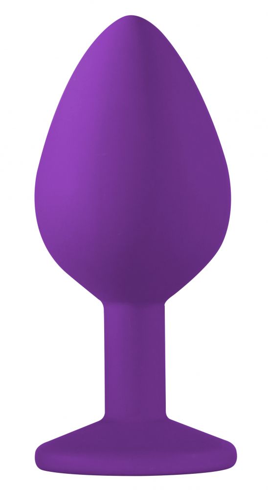 Средняя фиолетовая анальная пробка Emotions Cutie Medium с прозрачным кристаллом - 8,5 см. от Lola toys